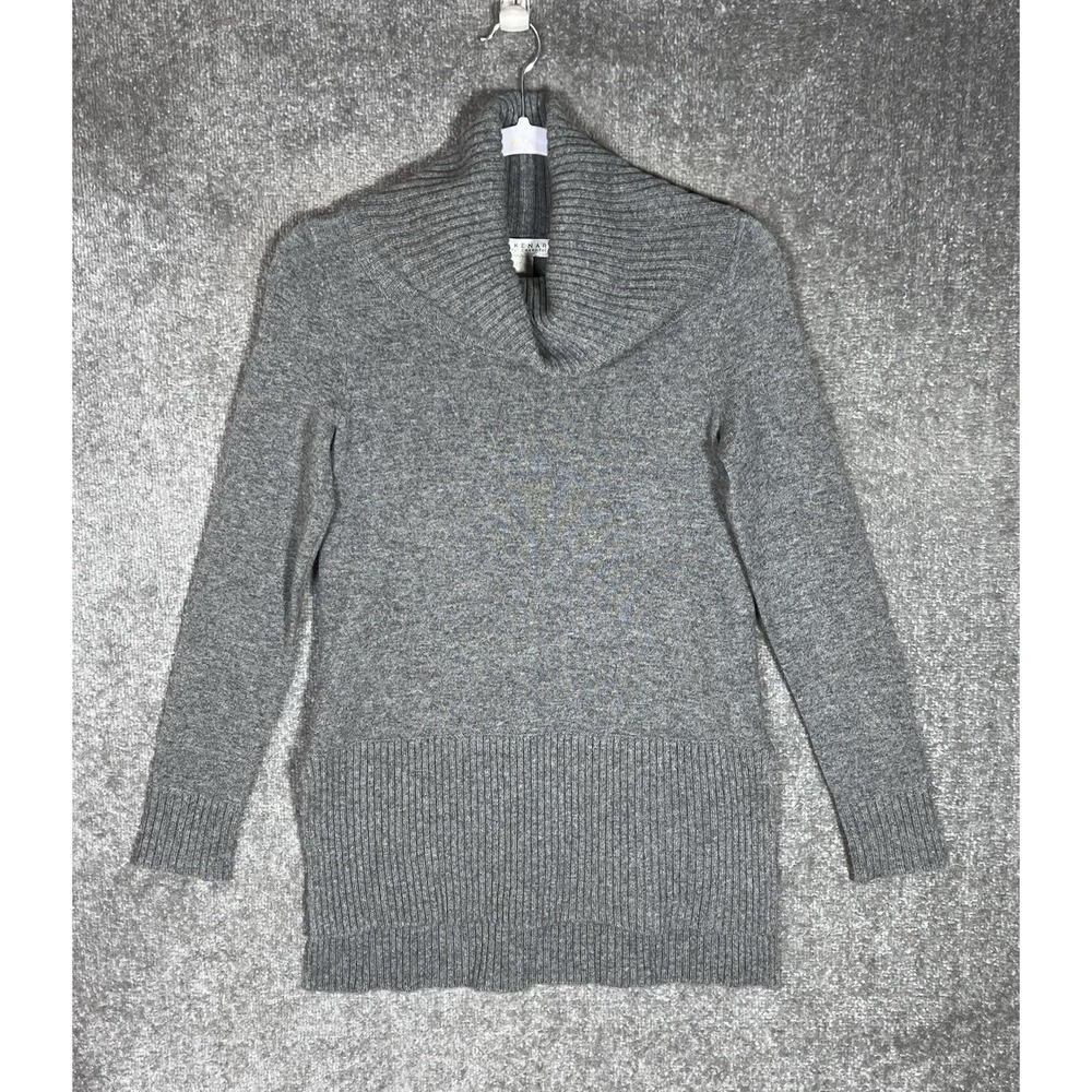 Kenar Cashmere Sweater Tunic Top Womens Size XS Gray Cowl Neck Hi-Low Pullover‎